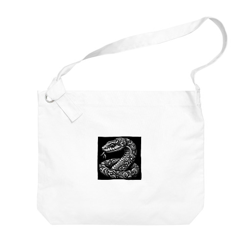モノクロ蛇のタペストリー Big Shoulder Bag