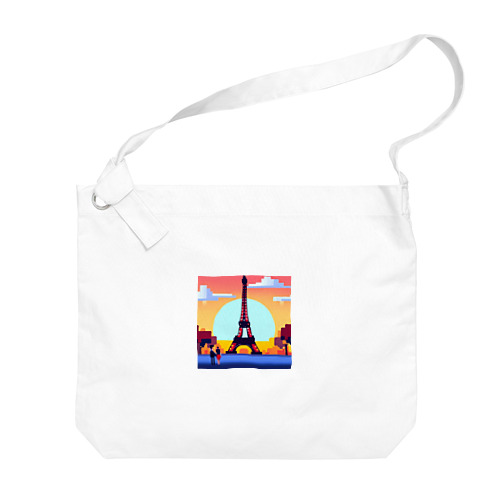 フランスの風景のピクセルアート Big Shoulder Bag