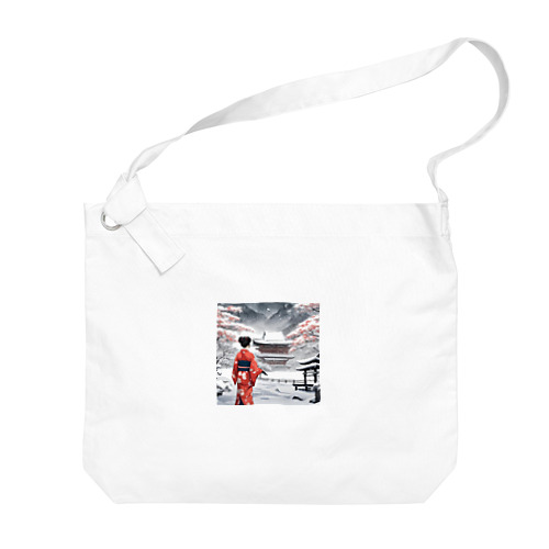 和服女性と雪景色 Big Shoulder Bag