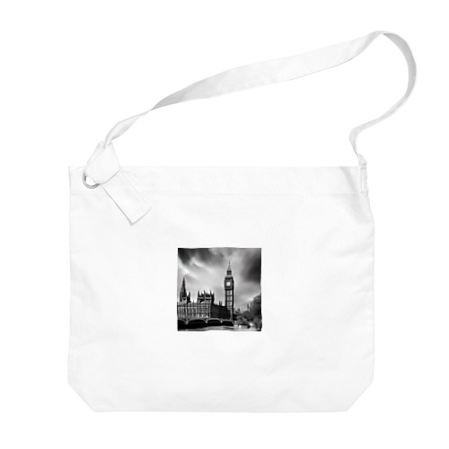 モノクロ　世界遺産　ウェストミンスター宮殿　ビッグベン Big Shoulder Bag