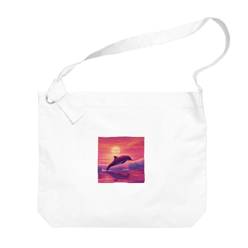 サンセットビーチのピンクイルカ Big Shoulder Bag