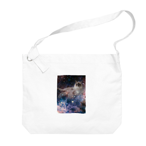 BLACK FACE CAT in space  Big Shoulder Bag