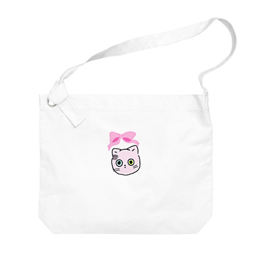 "Odd-eyed pink cat." Big Shoulder Bag