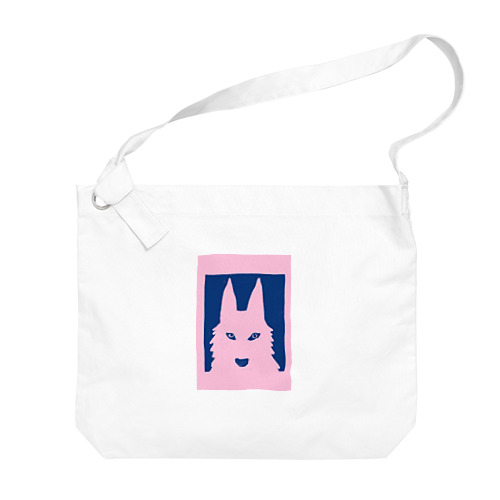 ピンクのハスキー犬 Big Shoulder Bag