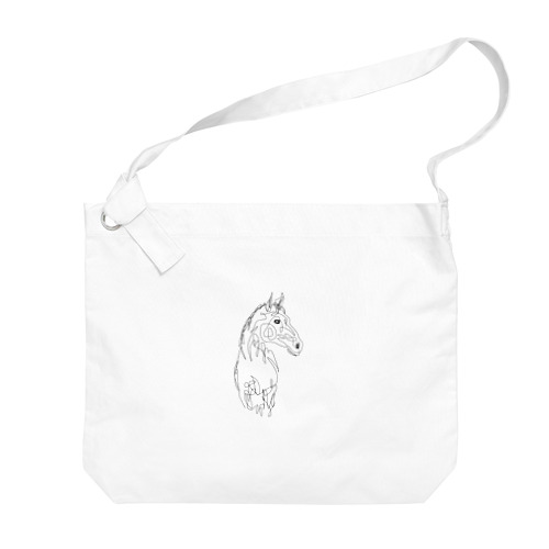 One line drawing horse  Big Shoulder Bag
