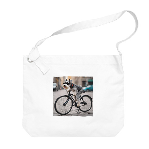 自転車とミニチュアシュナウザー Big Shoulder Bag