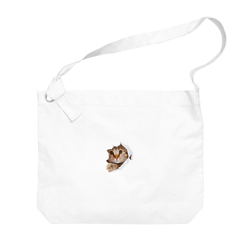 White Free Cute Funny Cat T-shirt Big Shoulder Bag