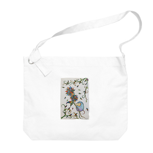 カラフルな花とハリネズミ Big Shoulder Bag