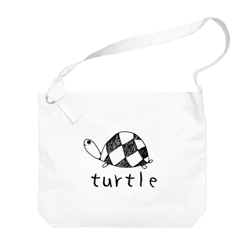 turtle 可愛い手書きの亀のイラスト Big Shoulder Bag