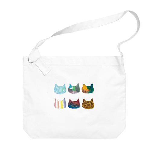 シルエットof cats 白 Big Shoulder Bag