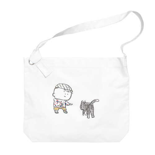 猫にちょっかいだす夫・サミ太郎 Big Shoulder Bag