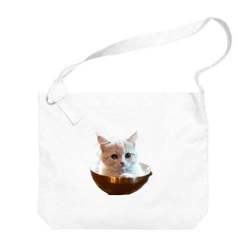 白猫カップイン Big Shoulder Bag