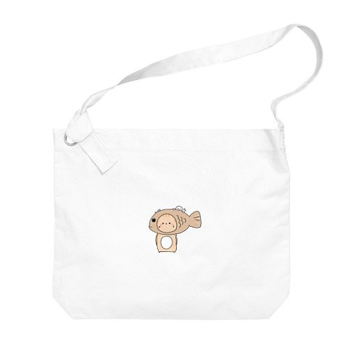 たいやきをかぶるねこ Big Shoulder Bag