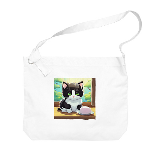 お餅と白黒猫 Big Shoulder Bag