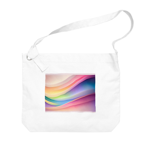 虹色に輝く波の抽象的なデザイン Big Shoulder Bag