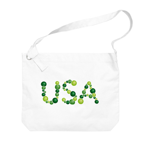 バルーン文字「USA」（緑色系） Big Shoulder Bag