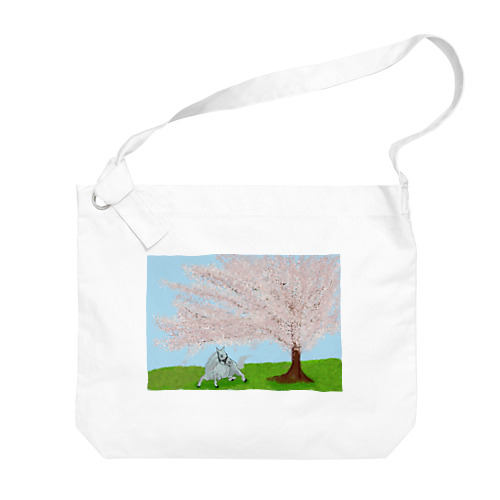 桜で涼む芦毛の怪物くん Big Shoulder Bag