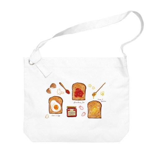 パン好きに届け！おしゃれなトーストのイラスト Big Shoulder Bag