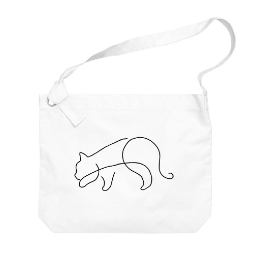 忍び歩きシンプル黒猫 Big Shoulder Bag