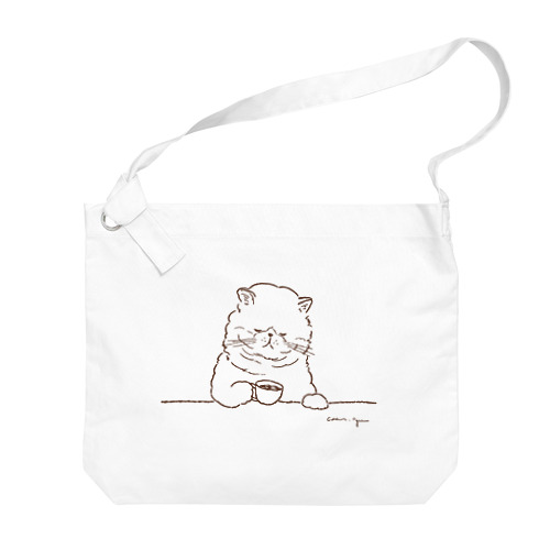 猫と珈琲（印刷インクカラー：ココアブラウン） Big Shoulder Bag