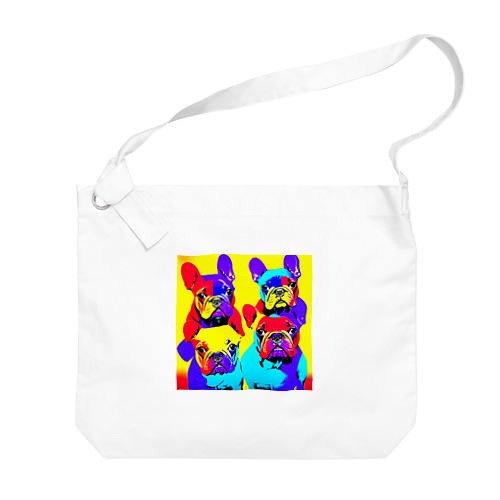 Vivid Quartet of French Bulldogs Big Shoulder Bag