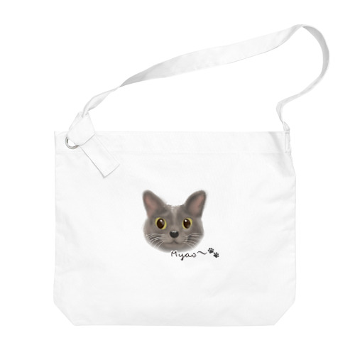 グレーのネコちゃん♡ Big Shoulder Bag