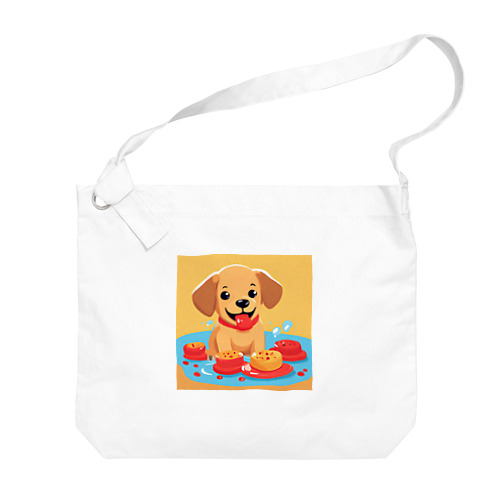 スイーツが大好きな子犬 Big Shoulder Bag