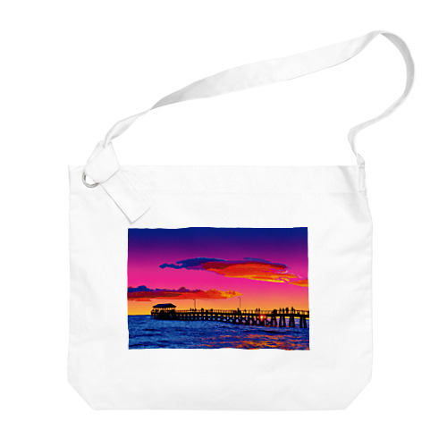 オーストラリア 夕暮れのヘンリービーチ桟橋 Big Shoulder Bag