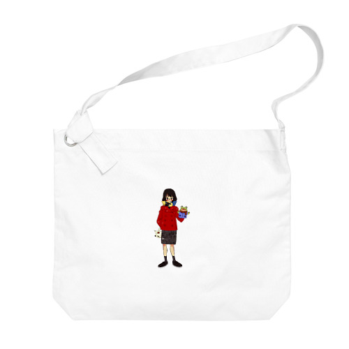 そばかす眼鏡の赤コート女の子 Big Shoulder Bag