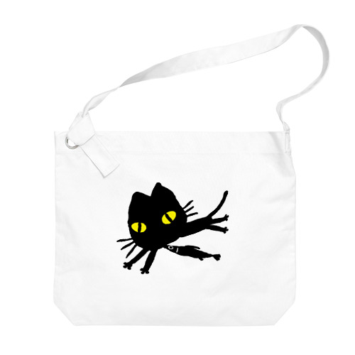 黒ネコとサンマ Big Shoulder Bag