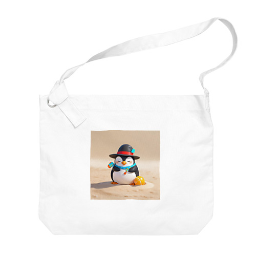 おもちゃの砂を使ったかわいいペンギン Big Shoulder Bag