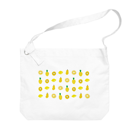 黄色いフルーツのパターン Big Shoulder Bag