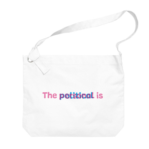 【ピンク×水色】「個人的なことは政治的なこと」グッズ ビッグショルダーバッグ