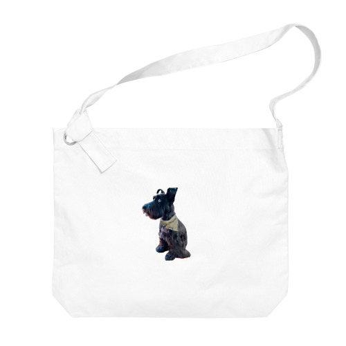 おすわりKURO シュナウザー 黒い犬 dog クロ Big Shoulder Bag