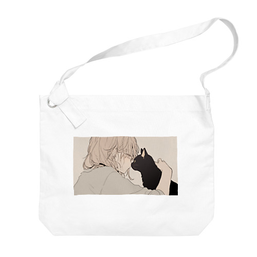 黒猫と見つめ合う Big Shoulder Bag