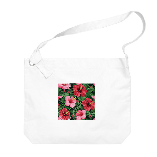 赤色の花ハイビスカス Big Shoulder Bag