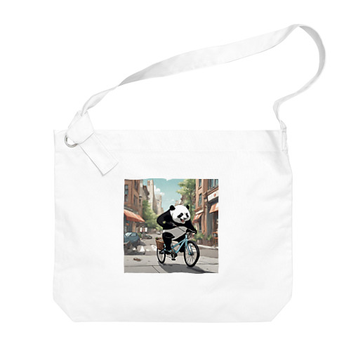 自転車に乗っているパンダ Big Shoulder Bag