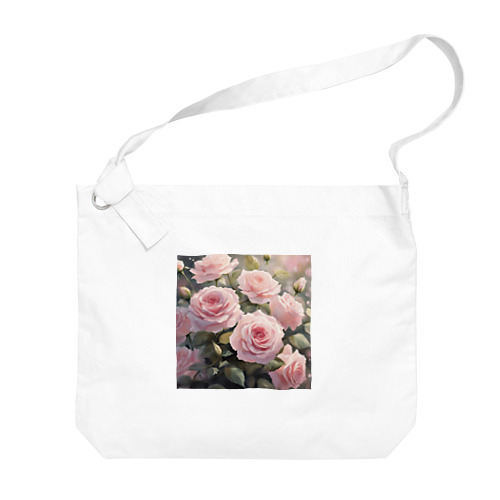 ペールピンクのバラの花束 Big Shoulder Bag