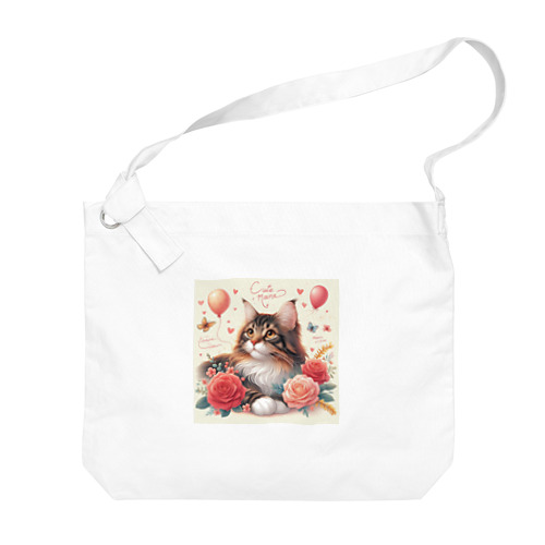 猫と薔薇 Big Shoulder Bag