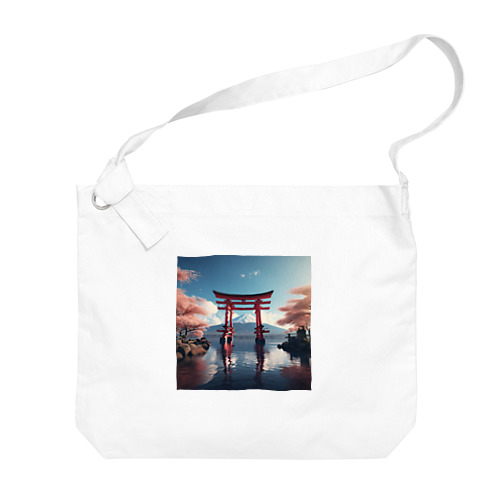 神社 富士山と鳥居 Big Shoulder Bag