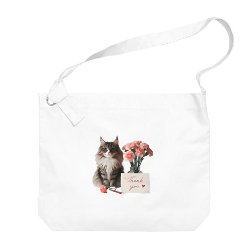 猫とカーネーション Big Shoulder Bag