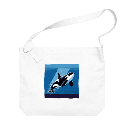 深海の舞 - シャチのピクセルアート Big Shoulder Bag
