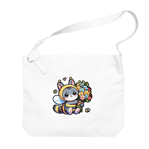 花束きぐるみネコ Big Shoulder Bag