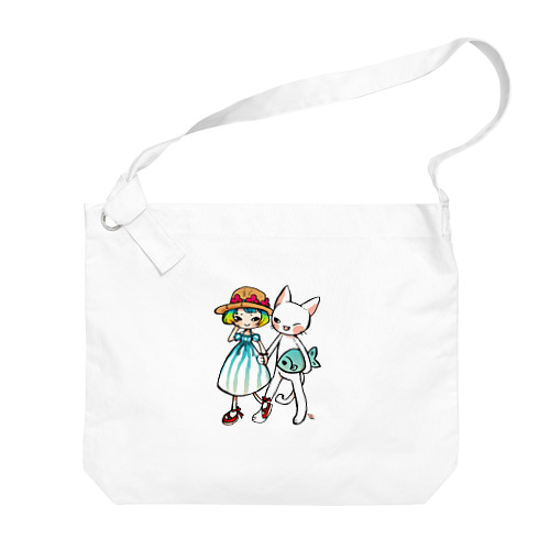 猫と女の子　アニメ Big Shoulder Bag