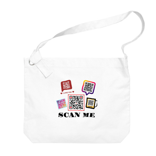 SCAN ME いっぱいのQRコード Big Shoulder Bag