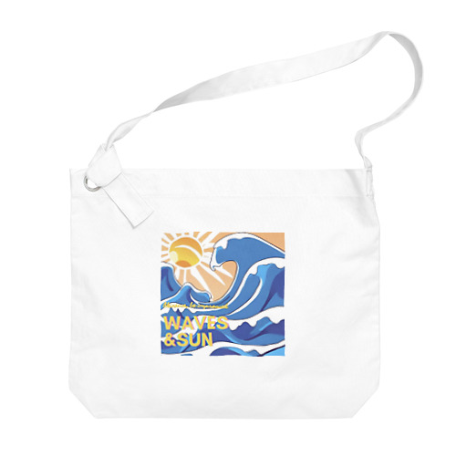 波と太陽　グッツ Big Shoulder Bag