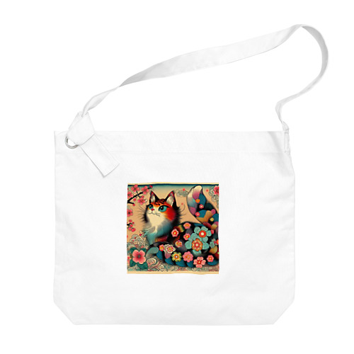 浮世絵風　カラフル猫「Ukiyo-e-style Colorful Cat」「浮世绘风格的多彩猫」 Big Shoulder Bag