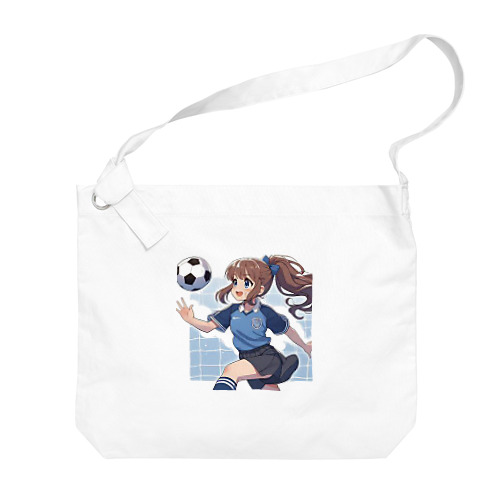 楽しくフットサルしているポニーテールの女の子 Big Shoulder Bag