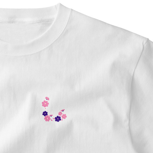 美しいコスモスの花❀ シンプル刺しゅうTシャツ