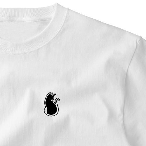 黒猫シルエットⅠ Embroidered T-Shirt
